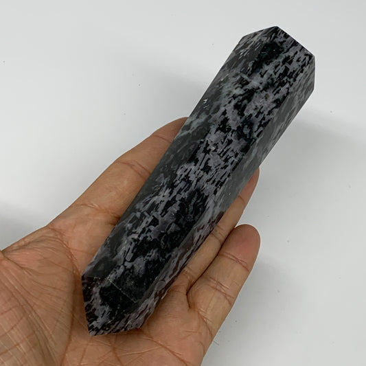 280.8g, 5.7" x 1.5" x 1.3" Indigo Gabro Merlinite Point Tower @Madagascar,B18376