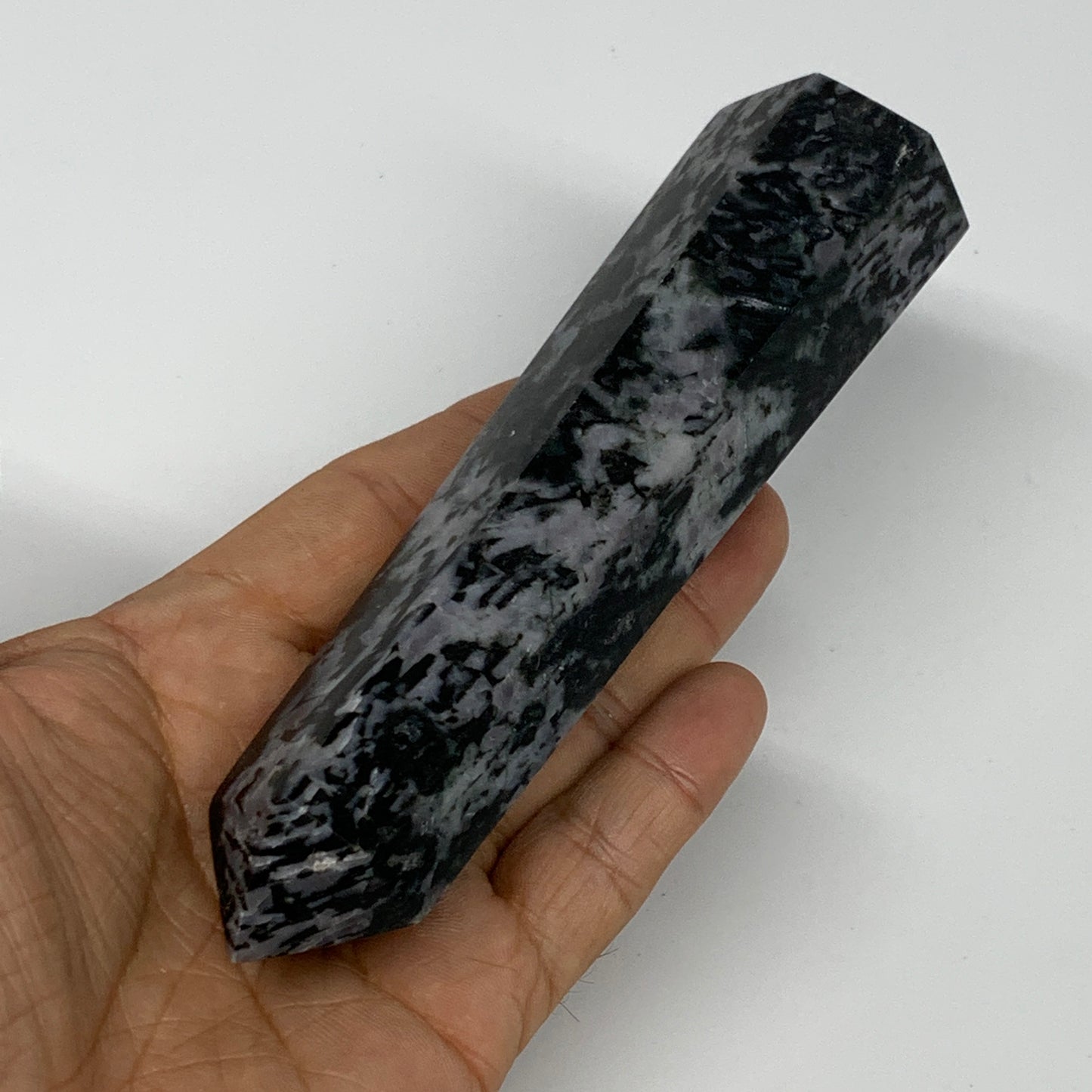 280.8g, 5.7" x 1.5" x 1.3" Indigo Gabro Merlinite Point Tower @Madagascar,B18376