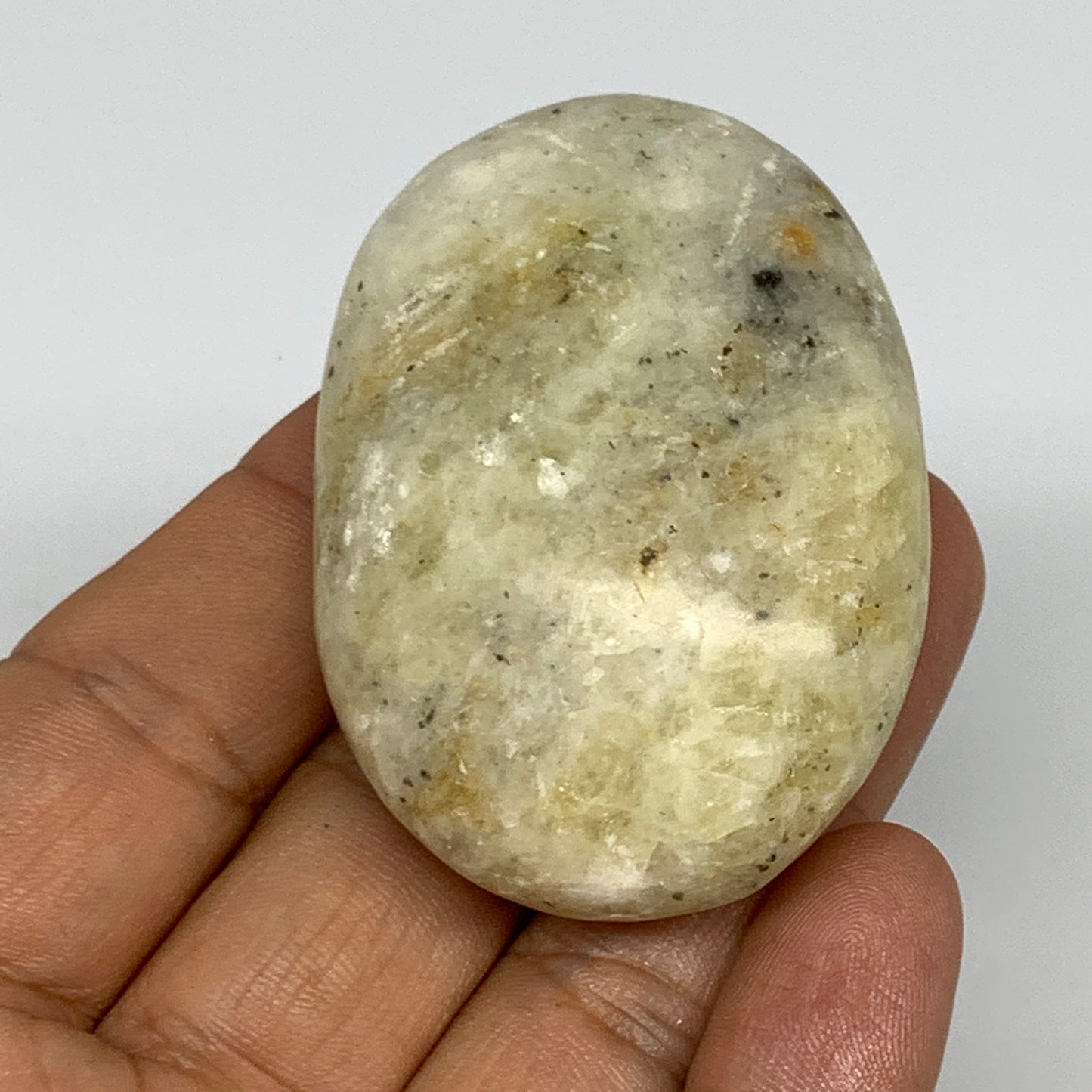 72.5g,2.2"x1.6"x0.9", Natural Yellow Calcite Palm-Stone Crystal Polished Reiki,