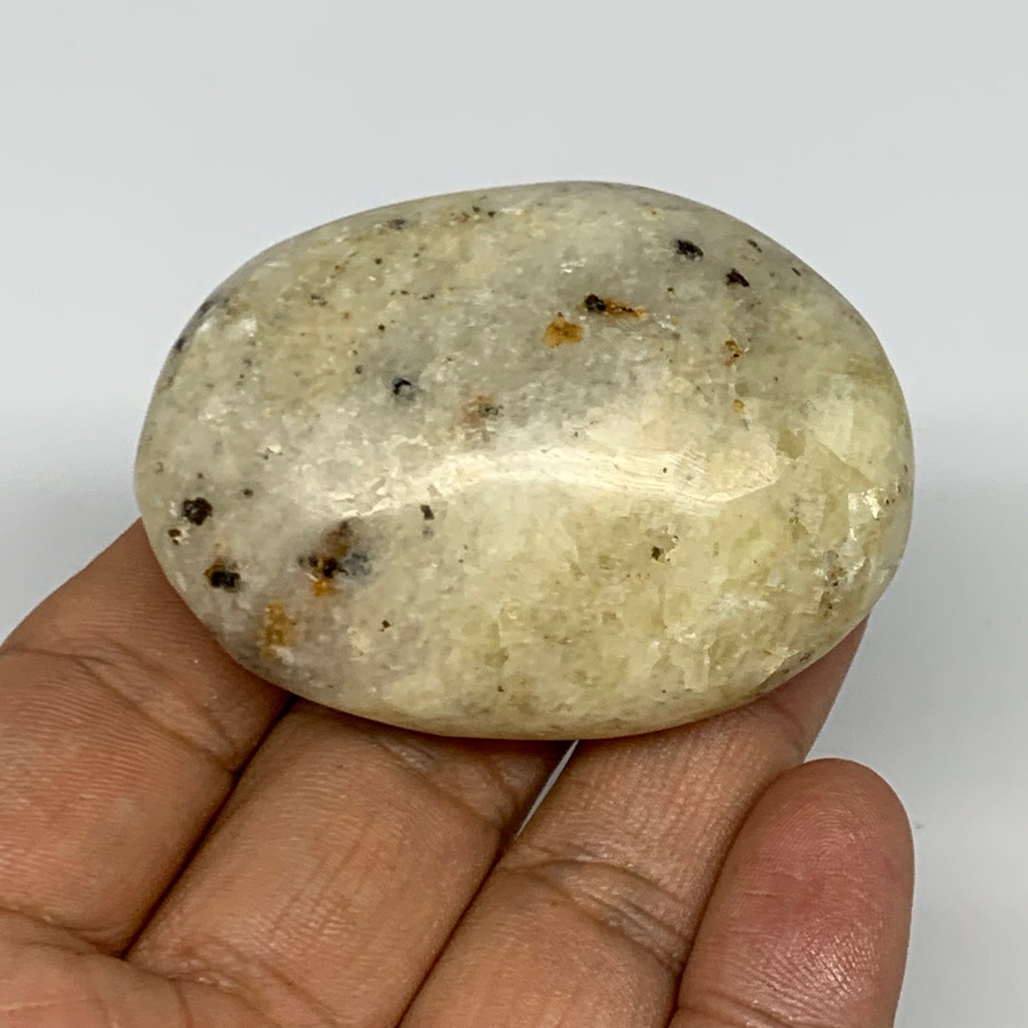 72.5g,2.2"x1.6"x0.9", Natural Yellow Calcite Palm-Stone Crystal Polished Reiki,