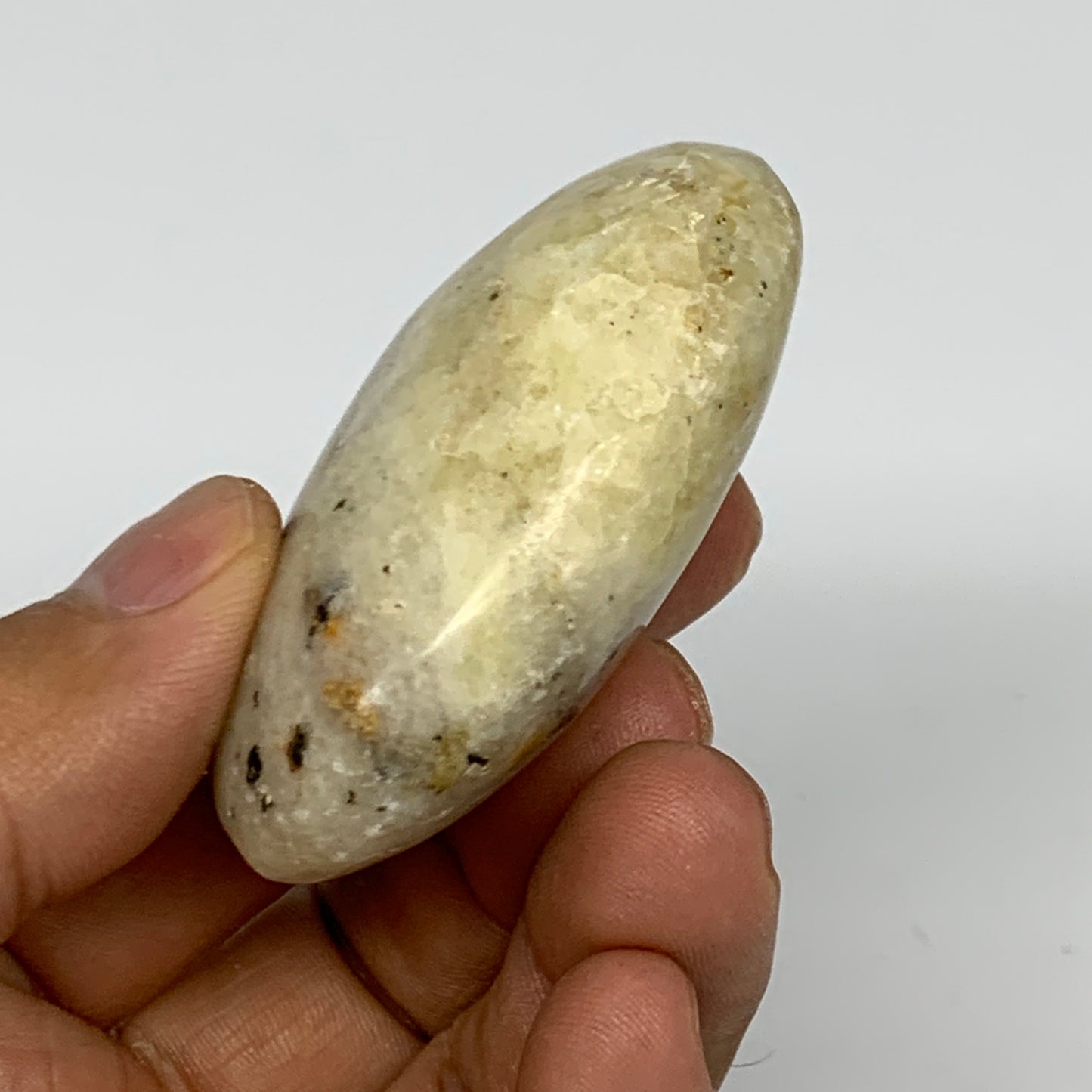72.5g,2.2"x1.6"x0.9", Natural Yellow Calcite Palm-Stone Crystal Polished Reiki,