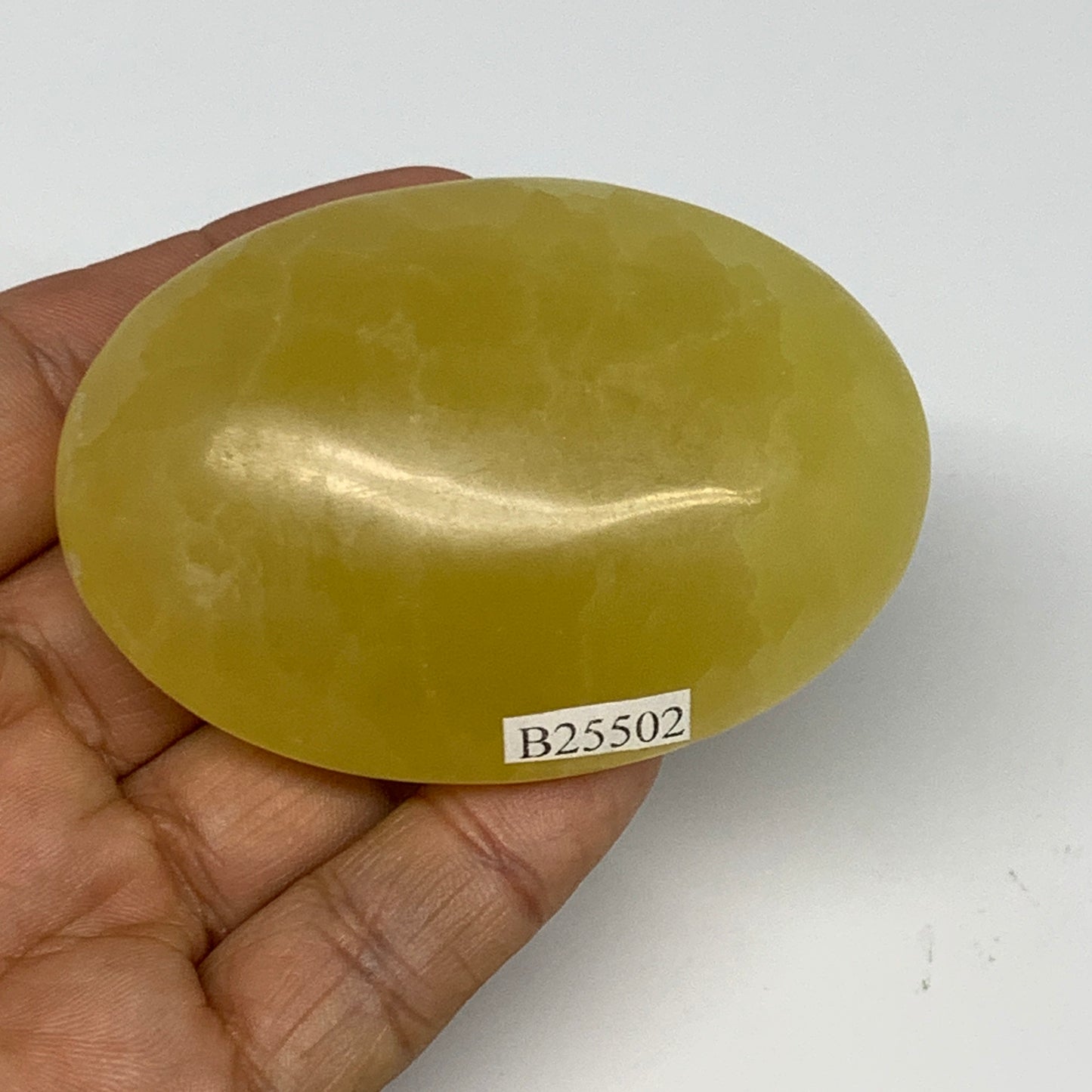 139.8g, 2.7"x1.9"x1.1", Lemon Calcite Palm-Stone Crystal Polished @Pakistan,B255