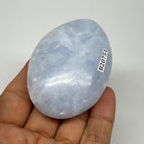 103.7g, 2.6"x1.9"x1" Blue Calcite Small Palm-Stone Tumbled @Madagascar, B20751