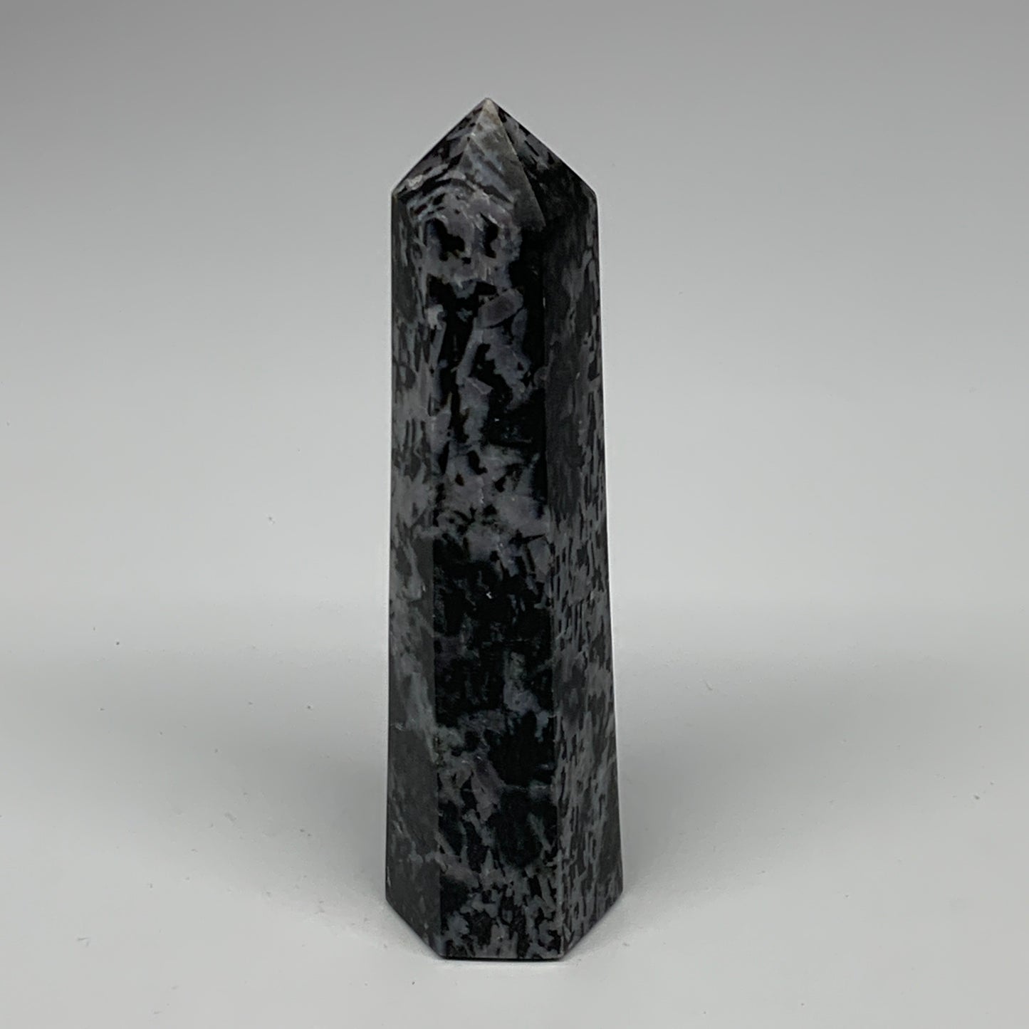 280.8g, 5.7" x 1.5" x 1.3" Indigo Gabro Merlinite Point Tower @Madagascar,B18376