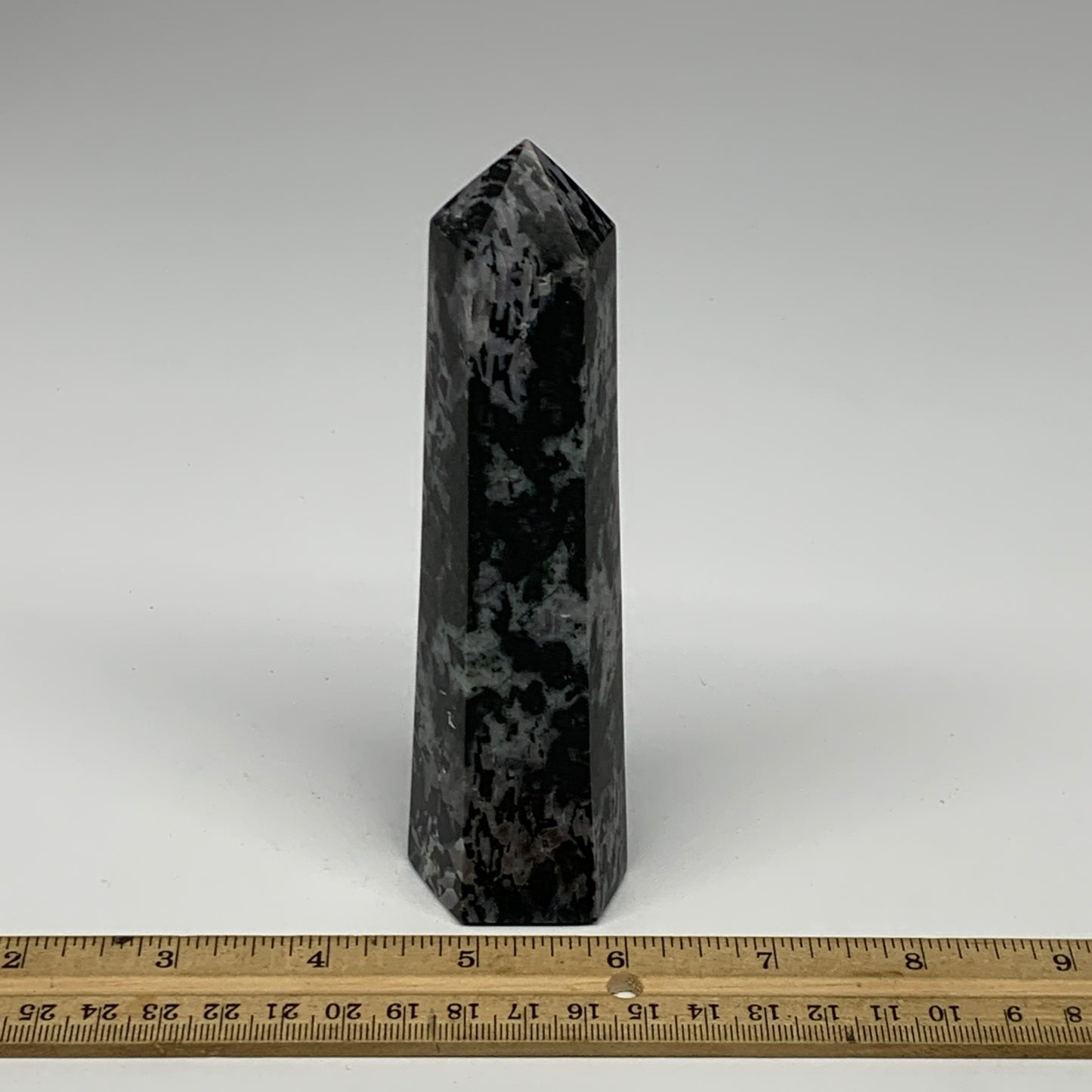280.8g, 5.7" x 1.5" x 1.3" Indigo Gabro Merlinite Point Tower @Madagascar,B18376