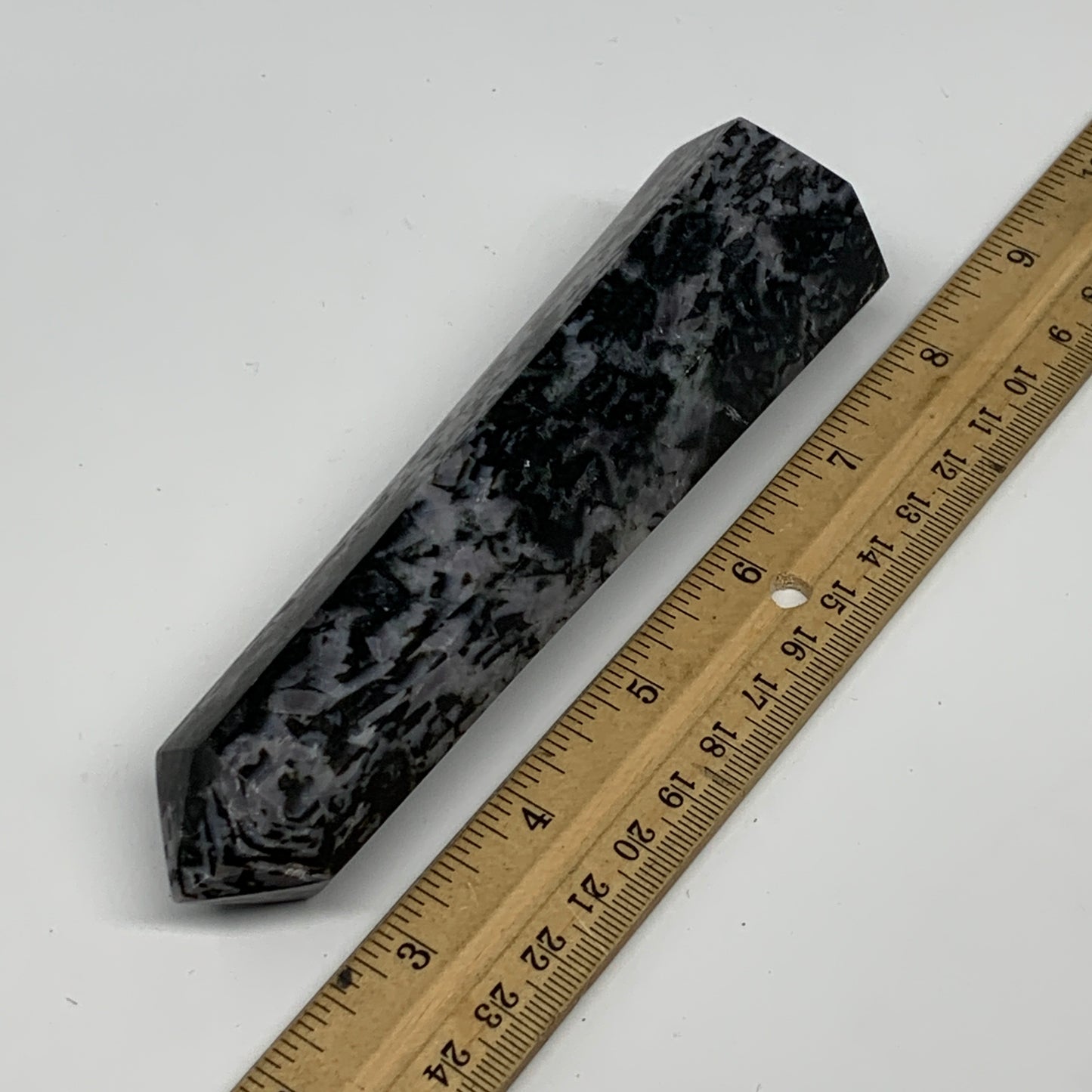 280.8g, 5.7" x 1.5" x 1.3" Indigo Gabro Merlinite Point Tower @Madagascar,B18376