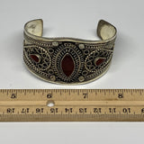 33.6g, 1.6" Red Carnelian Turkmen Cuff Bracelet Tribal Small Marquise, B13476
