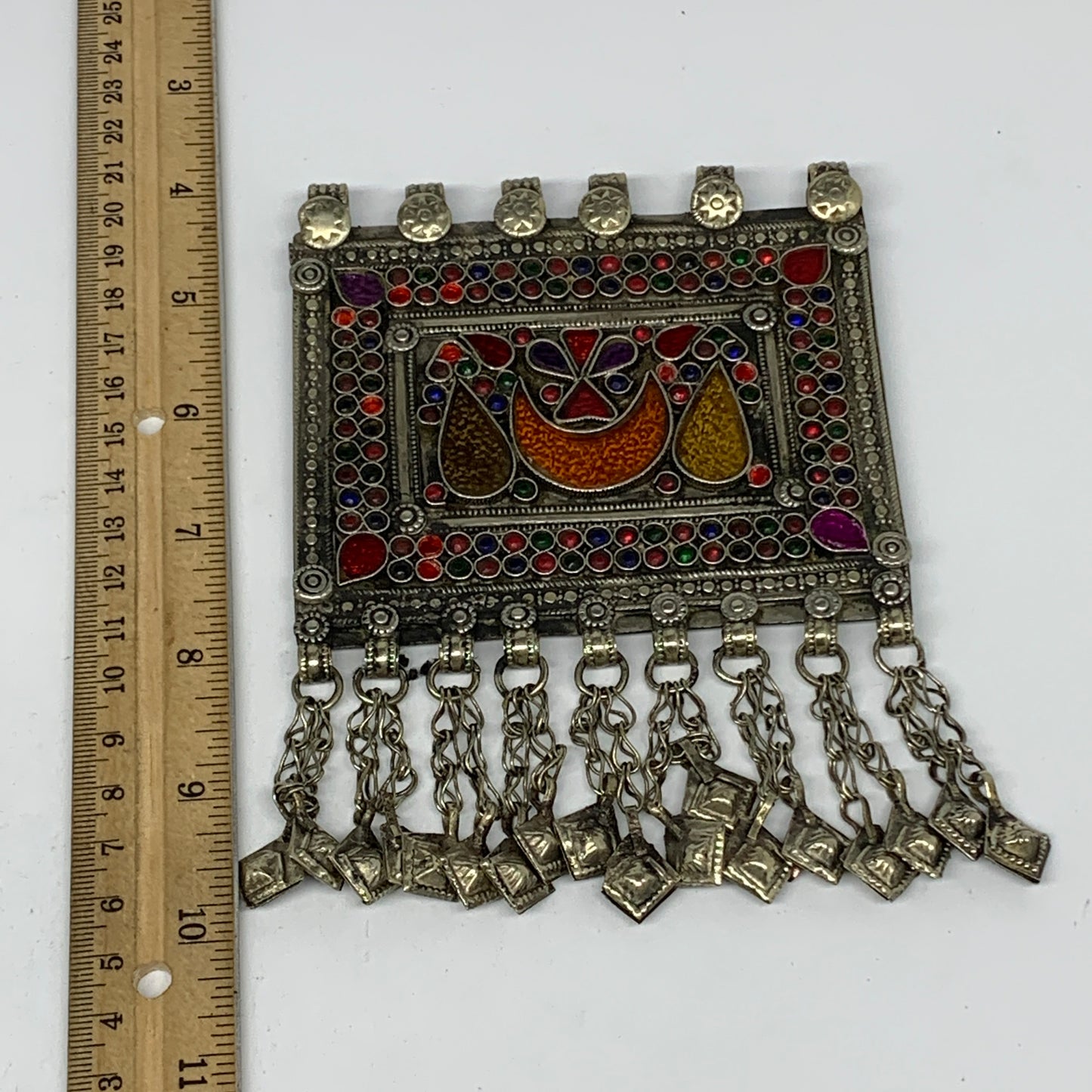 164.9g, 6"x4.2", Kuchi Pendant Large Ethnic Tribal Gypsy, ATS, @Afghanistan,B143