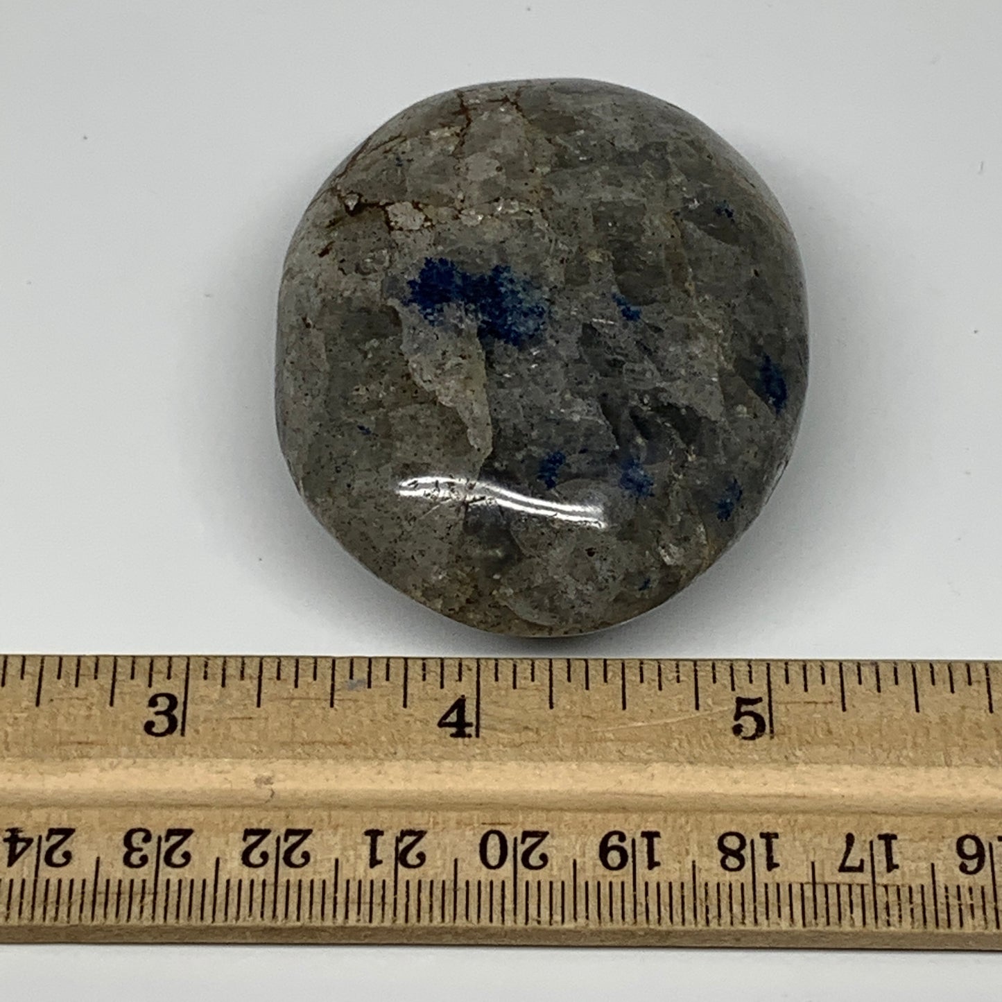 108.3g, 2.4"x1.9"x1"Blue Quartz Palm-Stone Crystal Polished Reiki Energy,B3923