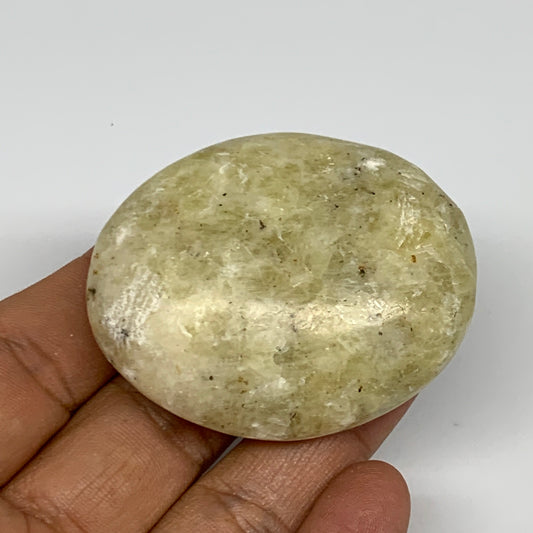 76.6g,2.1"x1.7"x0.8", Natural Yellow Calcite Palm-Stone Crystal Polished Reiki,