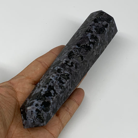 325.2g, 6.3" x 1.5" x 1.2" Indigo Gabro Merlinite Point Tower @Madagascar,B18378