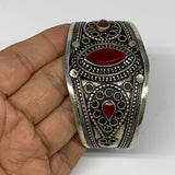 33.5g, 1.6" Red Carnelian Turkmen Cuff Bracelet Tribal Small Marquise, B13478