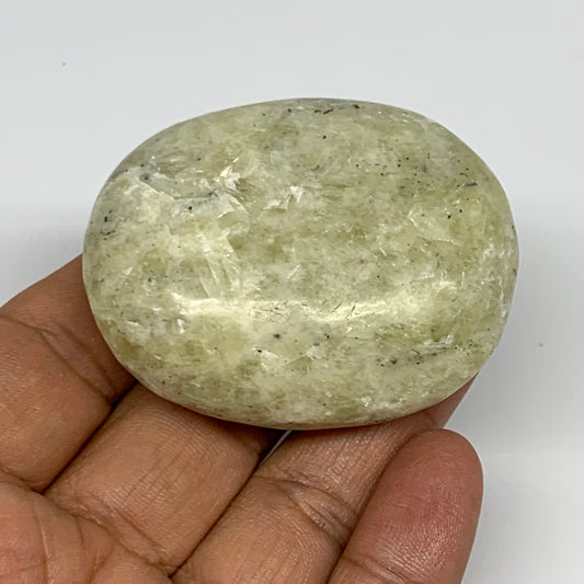 81.5g,2.2"x1.7"x0.8", Natural Yellow Calcite Palm-Stone Crystal Polished Reiki,