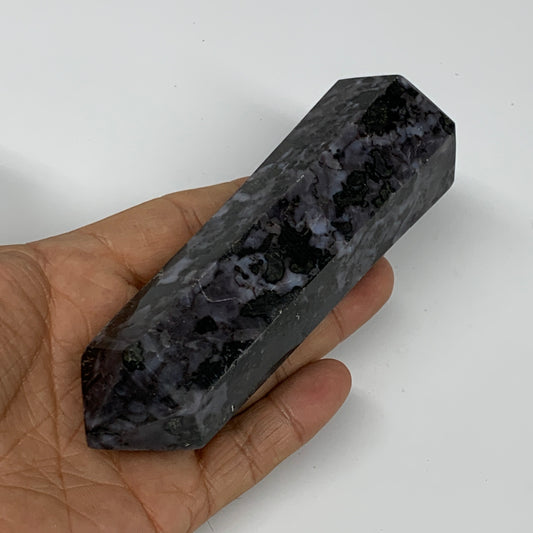 257g, 4.8" x 1.6" x 1.3" Indigo Gabro Merlinite Point Tower @Madagascar,B18379