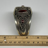 33.8g, 1.6" Red Carnelian Turkmen Cuff Bracelet Tribal Small Marquise, B13479