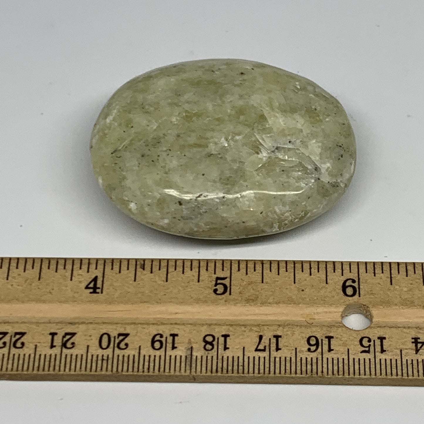 81.5g,2.2"x1.7"x0.8", Natural Yellow Calcite Palm-Stone Crystal Polished Reiki,