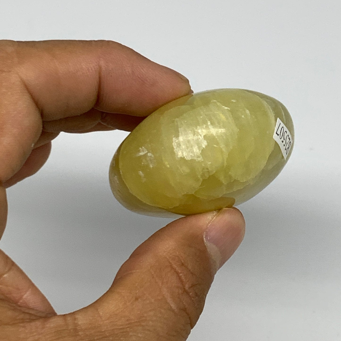 116.9g, 2.5"x1.8"x1.1", Lemon Calcite Palm-Stone Crystal Polished @Pakistan,B255