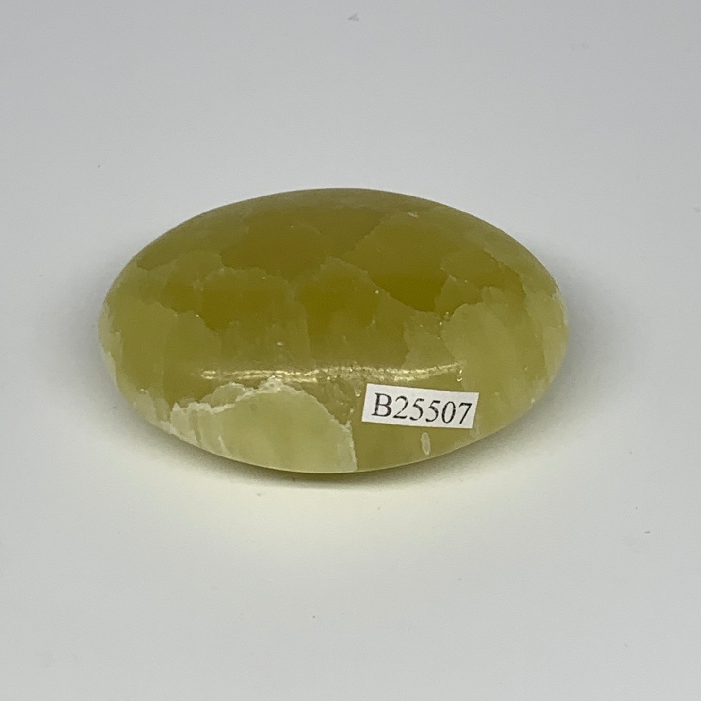 116.9g, 2.5"x1.8"x1.1", Lemon Calcite Palm-Stone Crystal Polished @Pakistan,B255