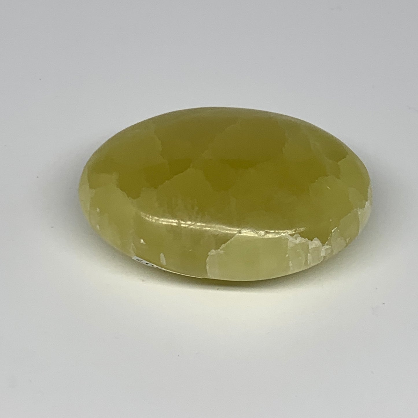 116.9g, 2.5"x1.8"x1.1", Lemon Calcite Palm-Stone Crystal Polished @Pakistan,B255