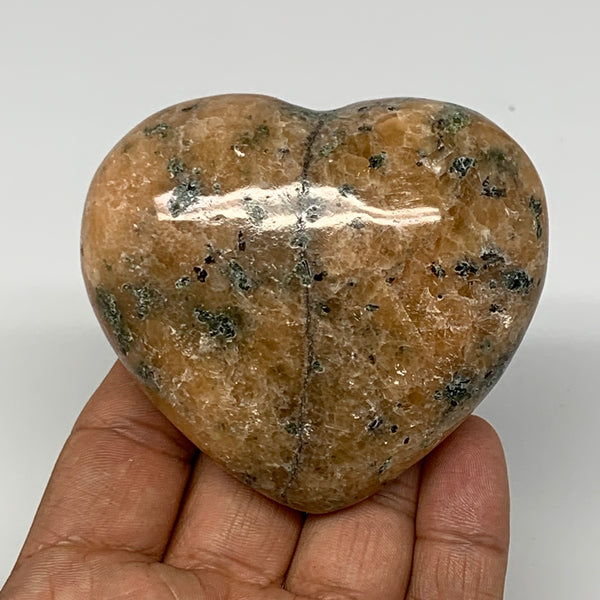 211.9g, 2.5"x2.9"x1.3" Orange Calcite Heart Gemstones from Madagascar, B17612