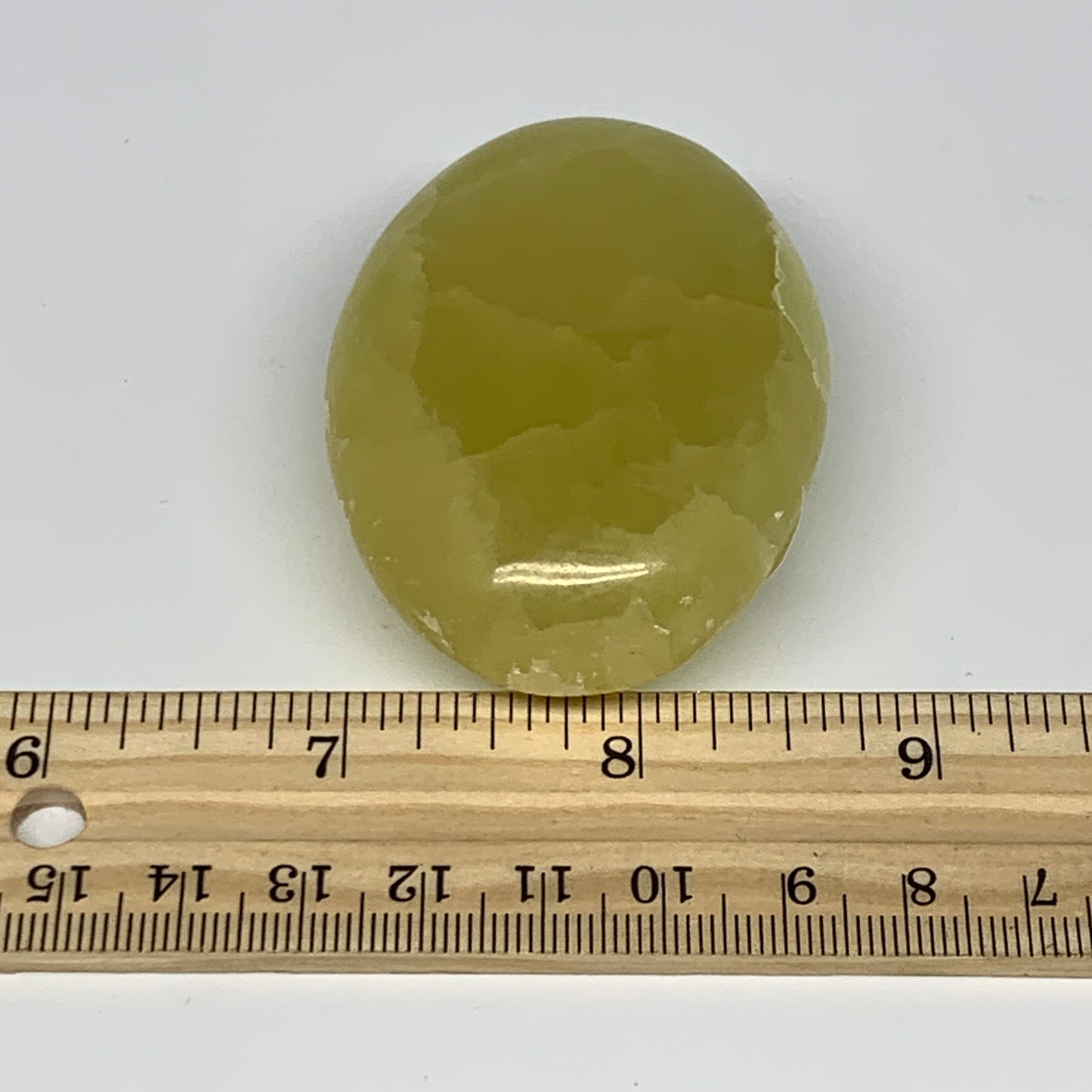 116.9g, 2.5"x1.8"x1.1", Lemon Calcite Palm-Stone Crystal Polished @Pakistan,B255