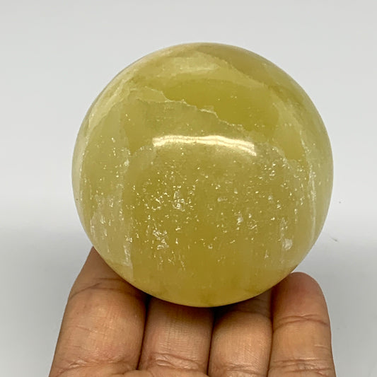 0.91 lbs,2.6"(65mm) Lemon Calcite Sphere Gemstone,Healing Crystal,B260948