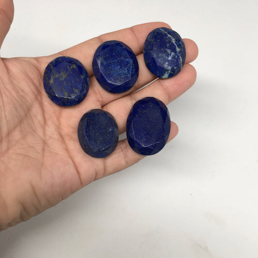 5pcs, 188.5cts, 28mm-34mm Natural Lapis Lazuli Facet Cabochons @Afghanistan,CP84