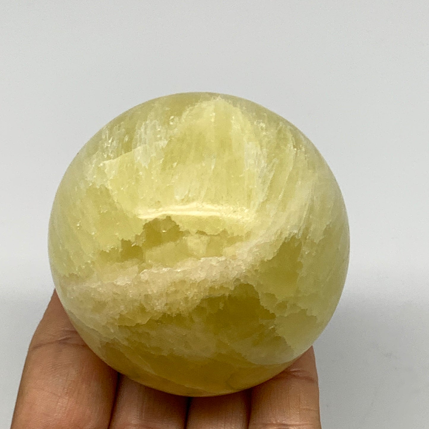 0.91 lbs,2.6"(65mm) Lemon Calcite Sphere Gemstone,Healing Crystal,B260948