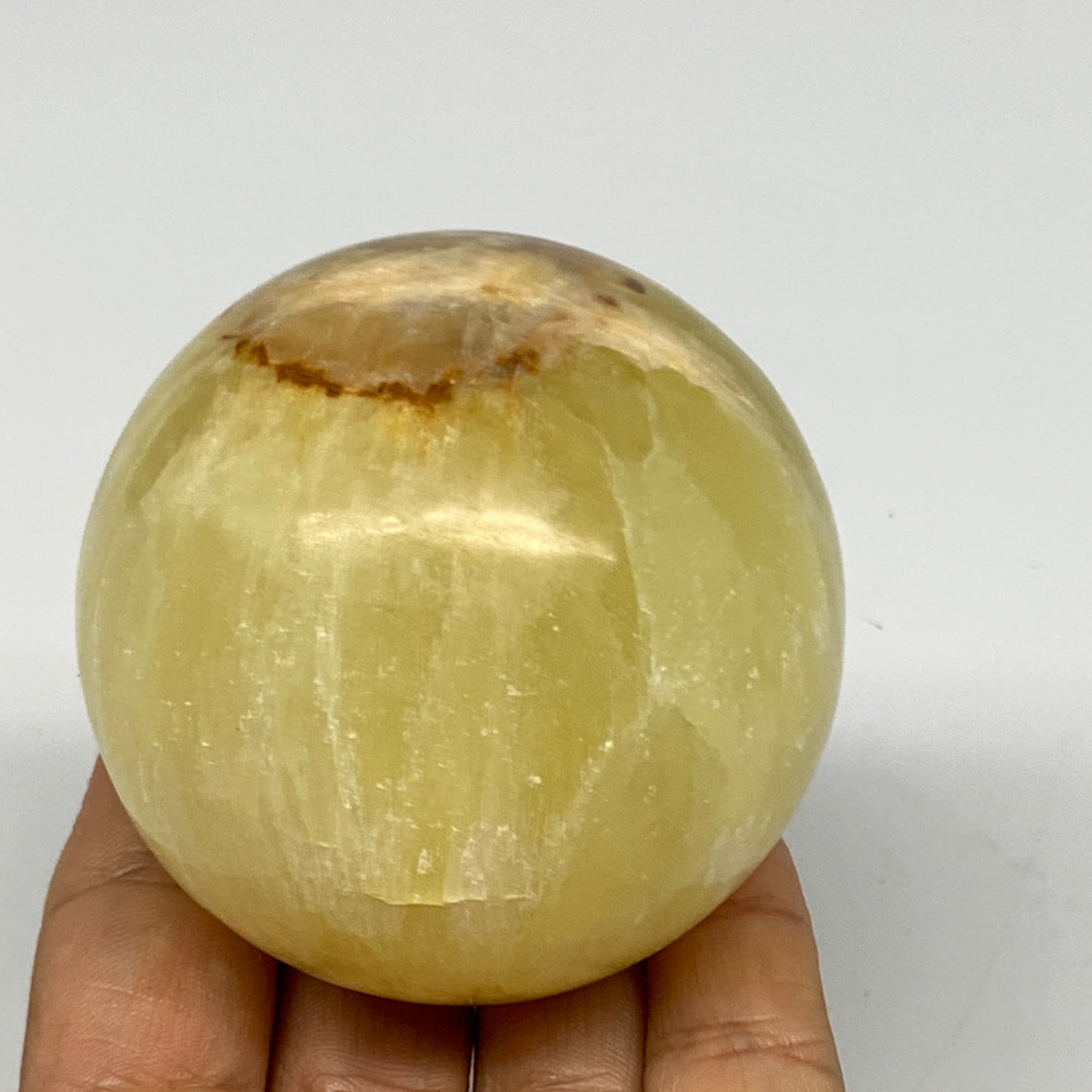 0.91 lbs,2.6"(65mm) Lemon Calcite Sphere Gemstone,Healing Crystal,B260948