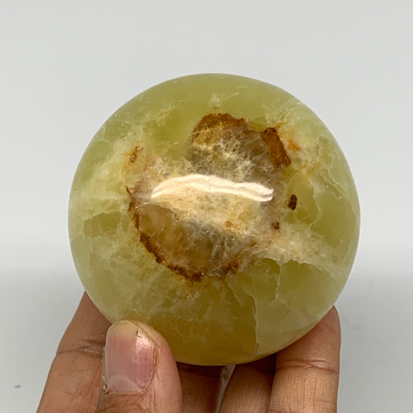 0.91 lbs,2.6"(65mm) Lemon Calcite Sphere Gemstone,Healing Crystal,B260948