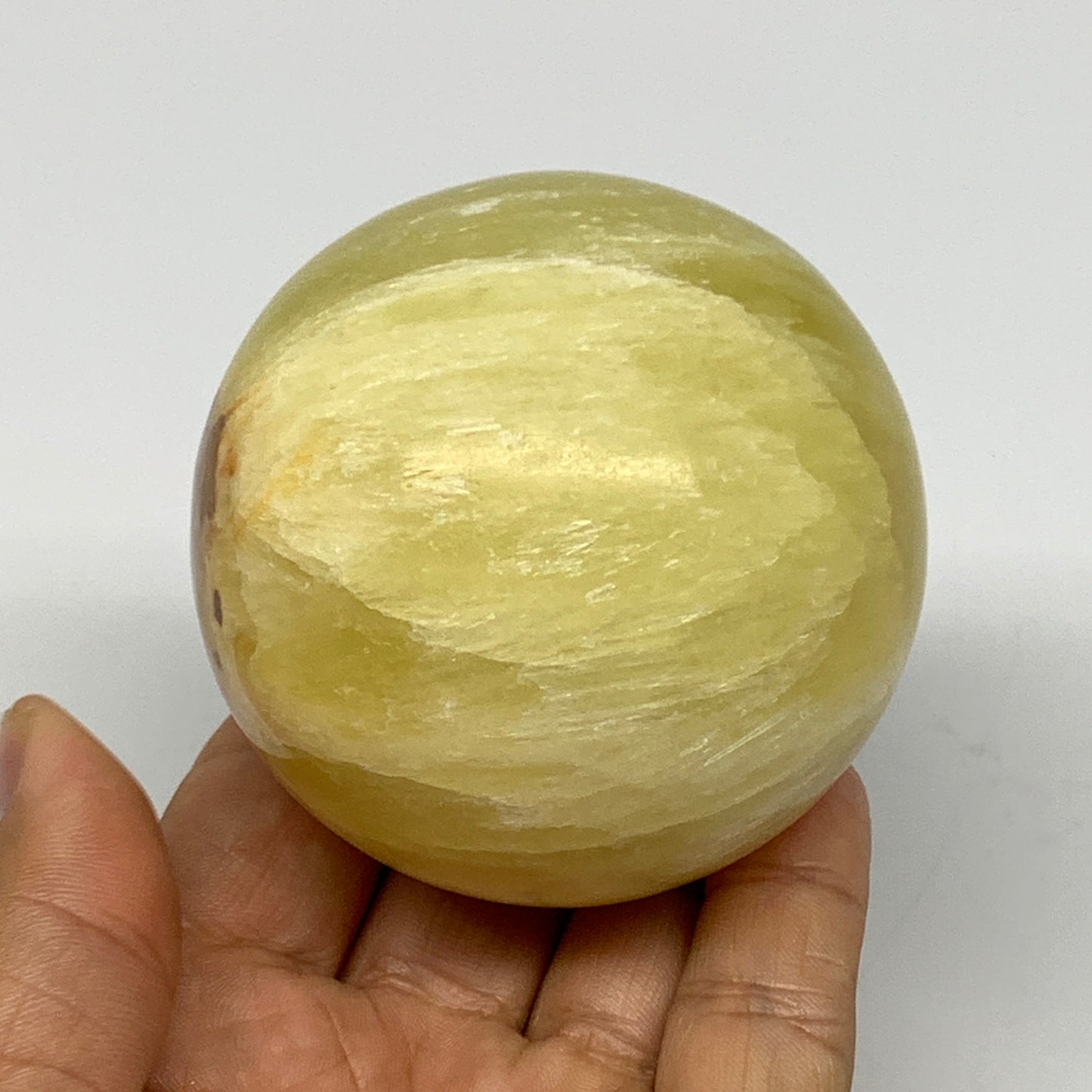 0.91 lbs,2.6"(65mm) Lemon Calcite Sphere Gemstone,Healing Crystal,B260948