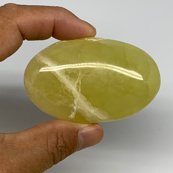 103.5g, 2.7"x1.7"x0.8", Lemon Calcite Palm-Stone Crystal Polished @Pakistan,B255