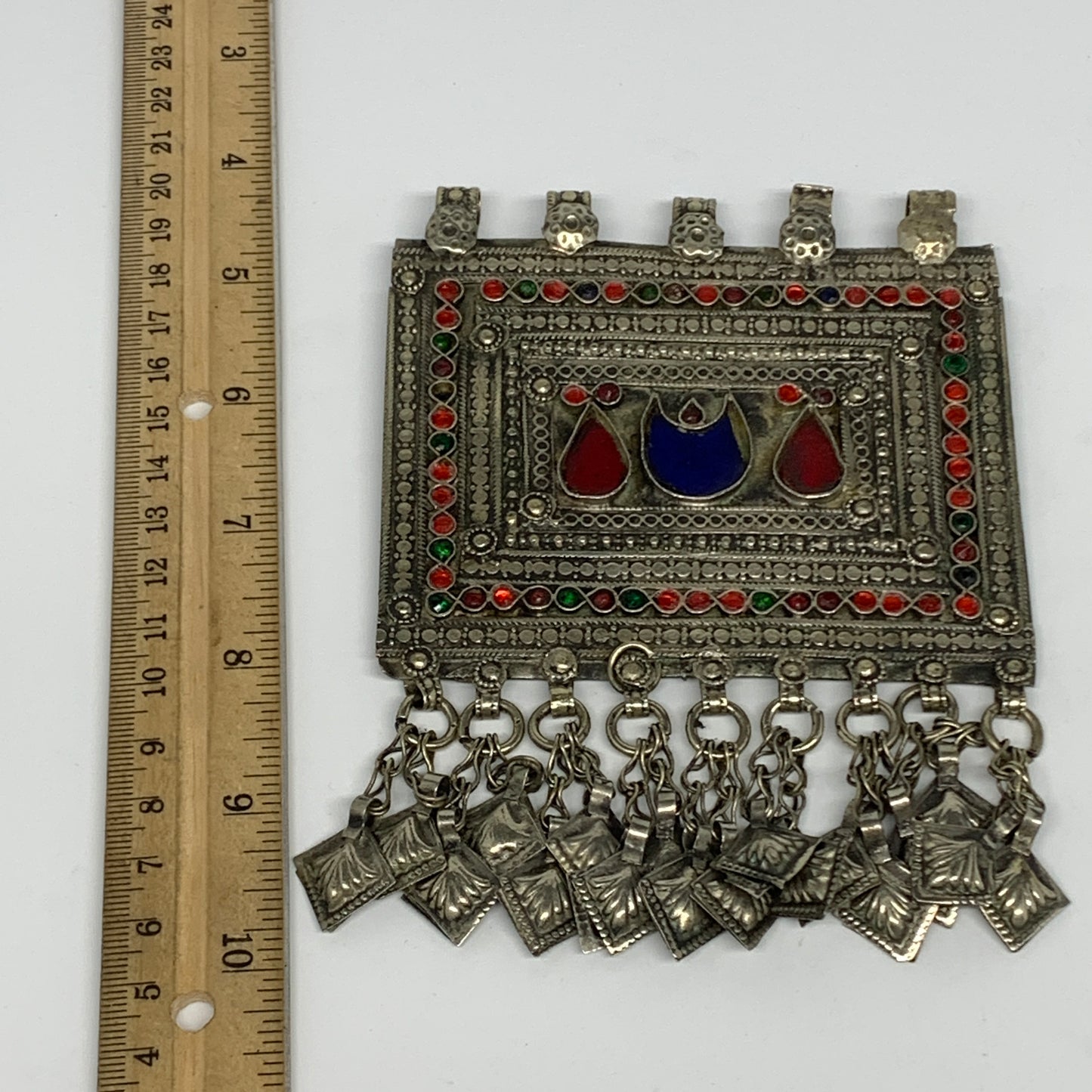 128.8g, 5.5"x4", Kuchi Pendant Large Ethnic Tribal Gypsy, ATS, @Afghanistan,B143
