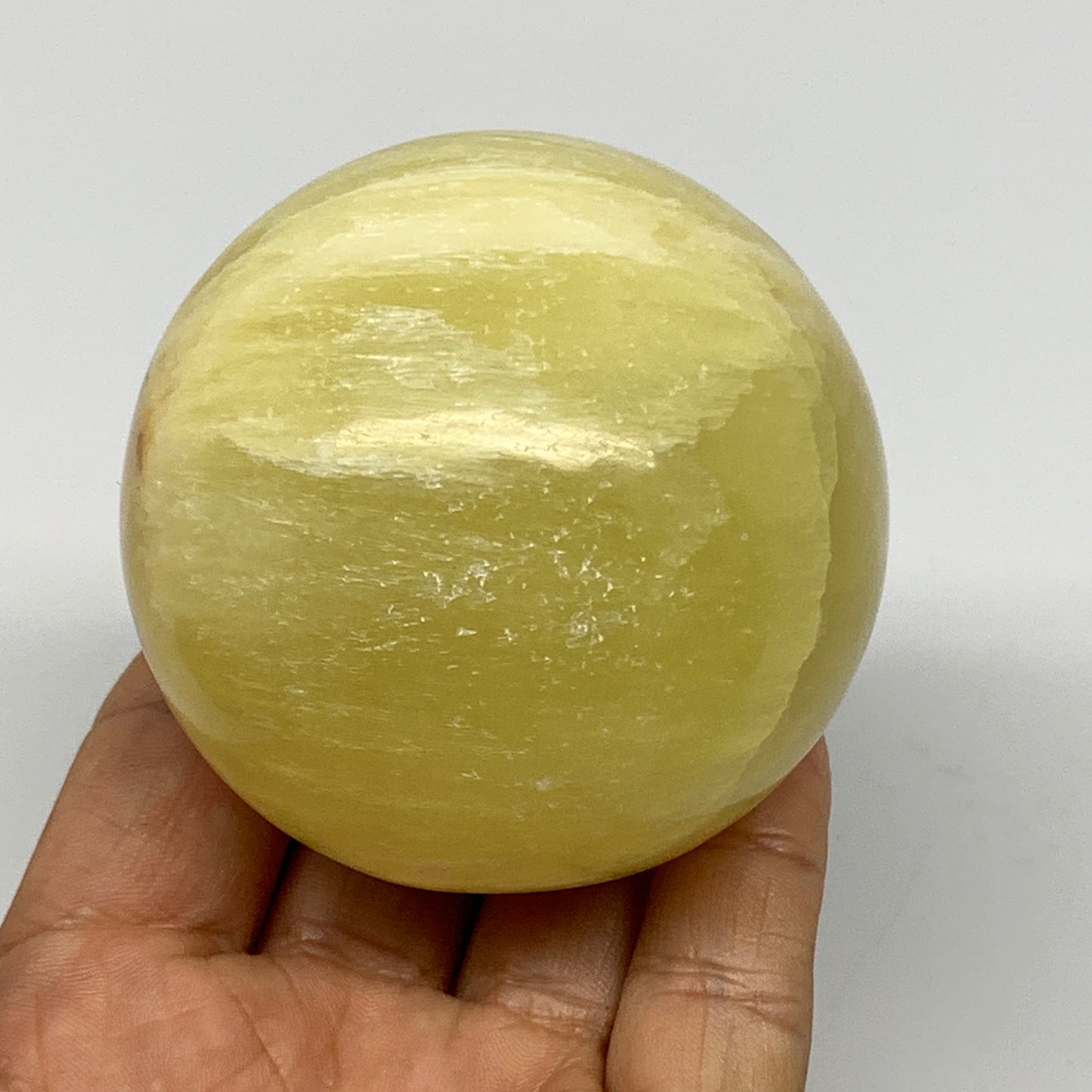 0.91 lbs,2.6"(65mm) Lemon Calcite Sphere Gemstone,Healing Crystal,B260948