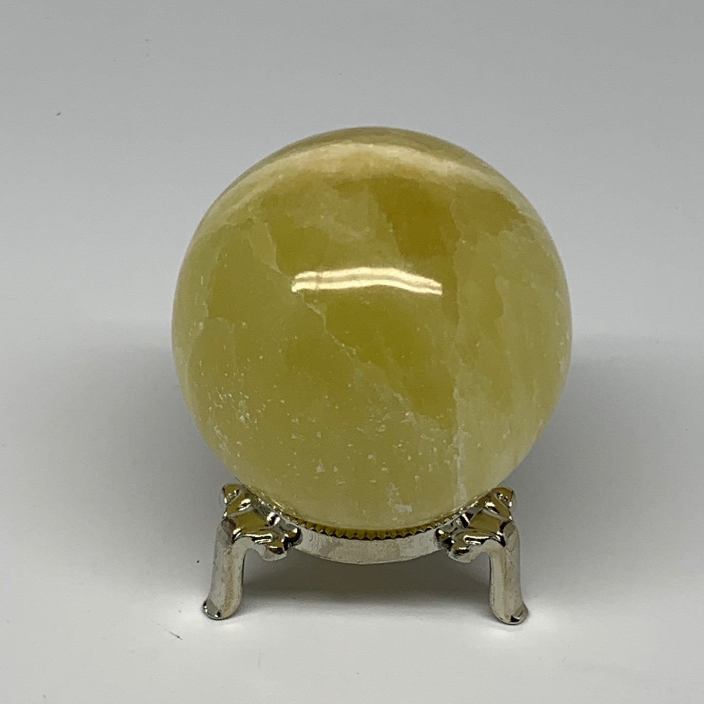 0.91 lbs,2.6"(65mm) Lemon Calcite Sphere Gemstone,Healing Crystal,B260948