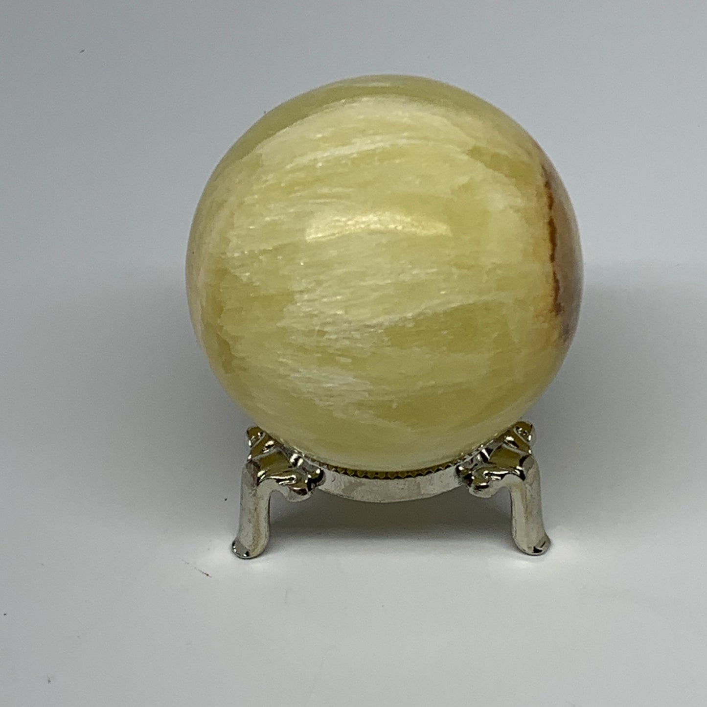 0.91 lbs,2.6"(65mm) Lemon Calcite Sphere Gemstone,Healing Crystal,B260948