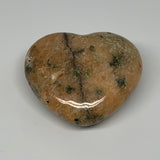 211.9g, 2.5"x2.9"x1.3" Orange Calcite Heart Gemstones from Madagascar, B17612