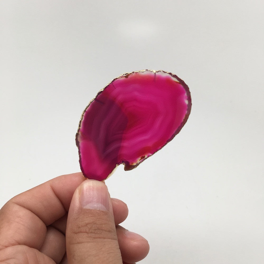 89 cts Purple Agate Druzy Slice Geode Pendant Gold Plated From Brazil, Bp956