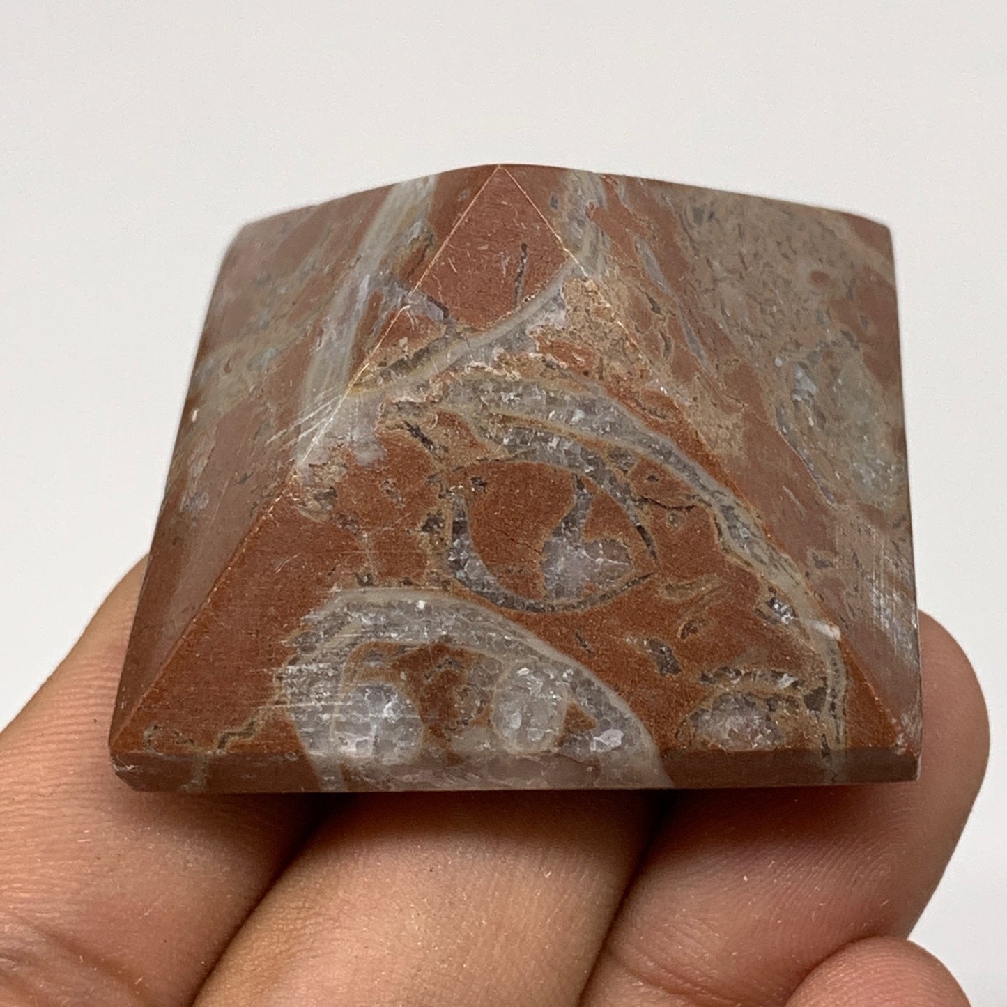 53.7g,1.1"x1.6" Natural Untreated Red Shell Fossils Pyramid Reiki Energy, F1190