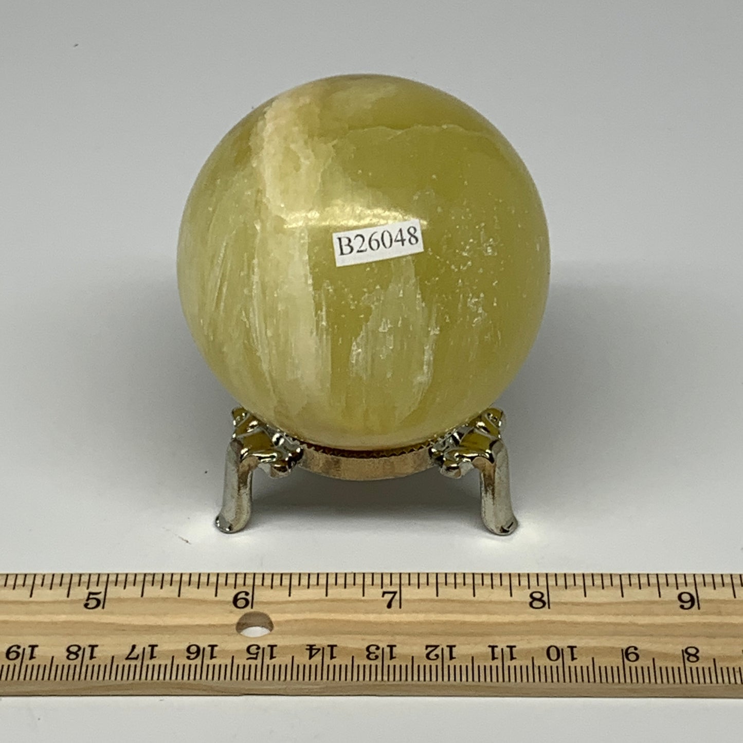 0.91 lbs,2.6"(65mm) Lemon Calcite Sphere Gemstone,Healing Crystal,B260948