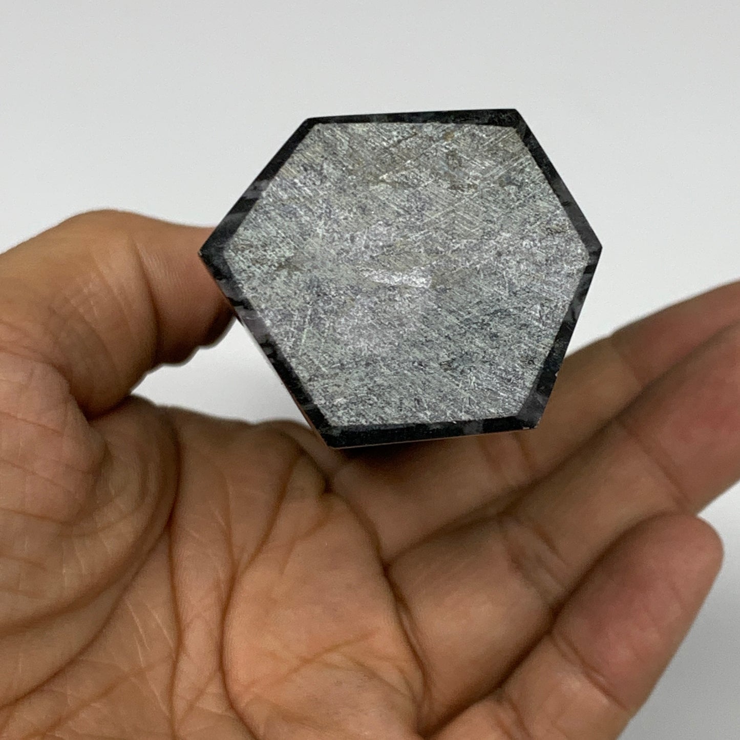 360.2g, 7.6" x 1.5" x 1.3" Indigo Gabro Merlinite Point Tower @Madagascar,B18383