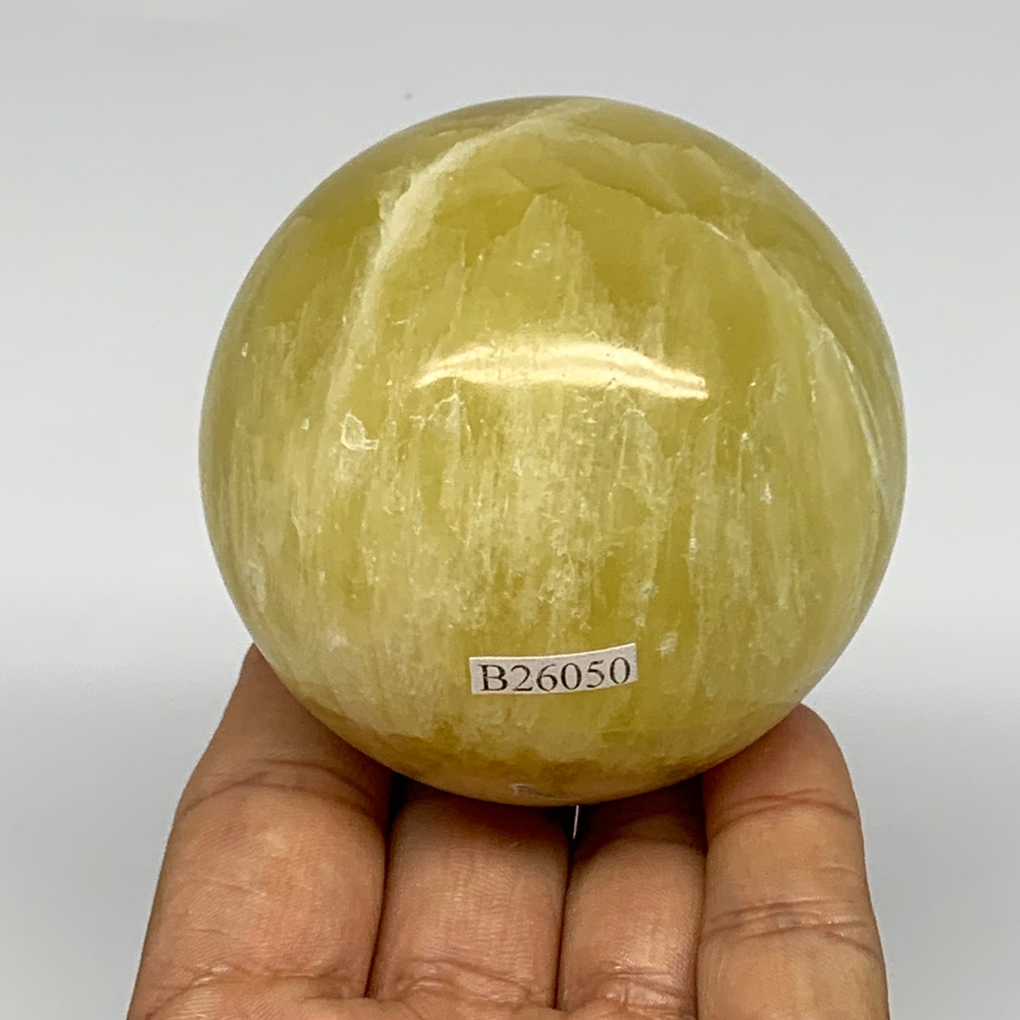 0.98 lbs,2.6"(66mm) Lemon Calcite Sphere Gemstone,Healing Crystal,B26050