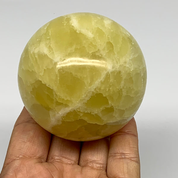 0.98 lbs,2.6"(66mm) Lemon Calcite Sphere Gemstone,Healing Crystal,B26050