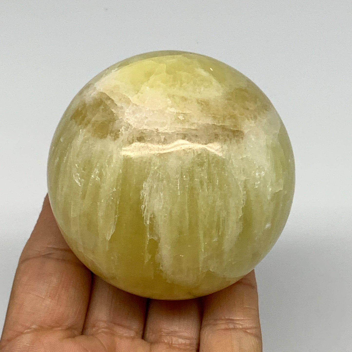 0.98 lbs,2.6"(66mm) Lemon Calcite Sphere Gemstone,Healing Crystal,B26050