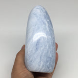 938g,5.4"x2.5"x2.5" Blue Calcite Polished Freeform Stand alone @Madagascar,MSP98