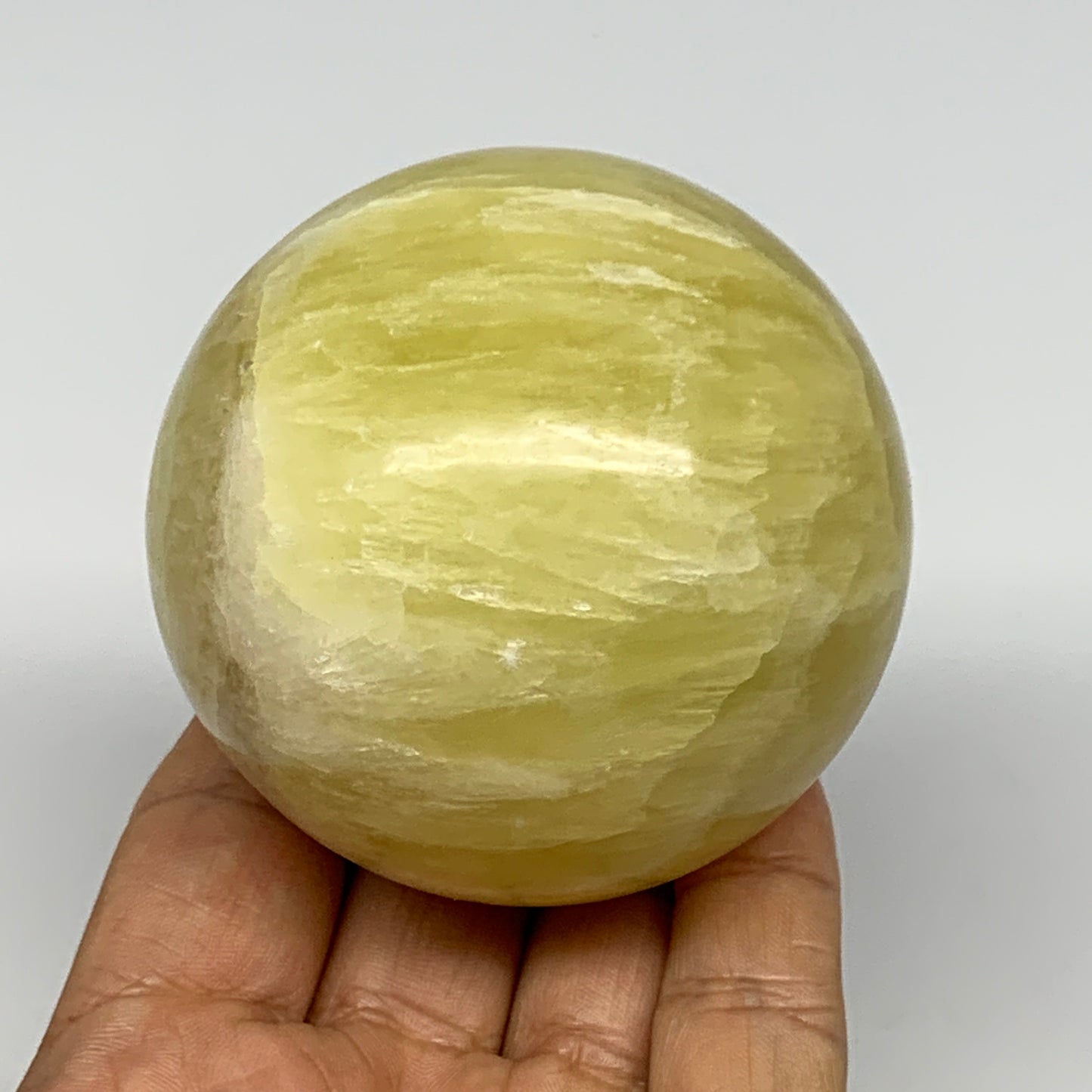 0.98 lbs,2.6"(66mm) Lemon Calcite Sphere Gemstone,Healing Crystal,B26050