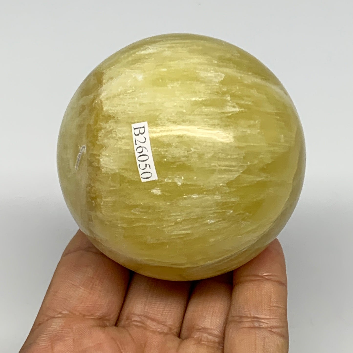 0.98 lbs,2.6"(66mm) Lemon Calcite Sphere Gemstone,Healing Crystal,B26050