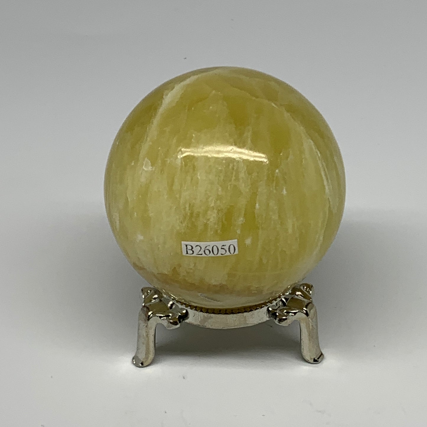0.98 lbs,2.6"(66mm) Lemon Calcite Sphere Gemstone,Healing Crystal,B26050