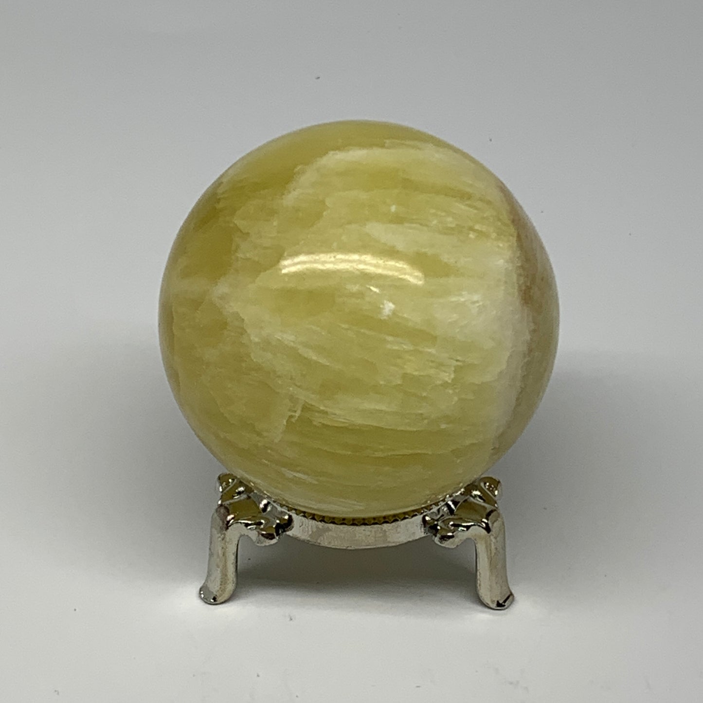 0.98 lbs,2.6"(66mm) Lemon Calcite Sphere Gemstone,Healing Crystal,B26050