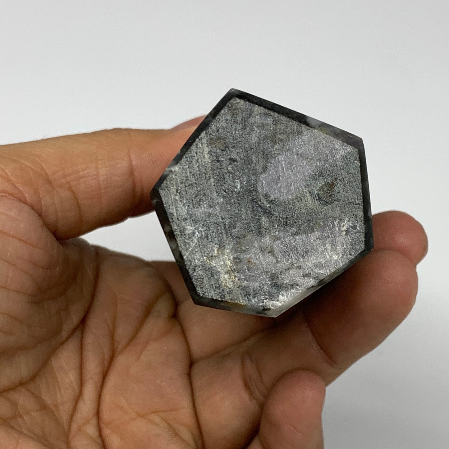 391.3g, 7.5" x 1.5" x 1.4" Indigo Gabro Merlinite Point Tower @Madagascar,B18384